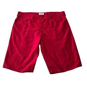 True Religion Swimwear Board Shorts Mens 36 Red Button Front Zip Fly Casual